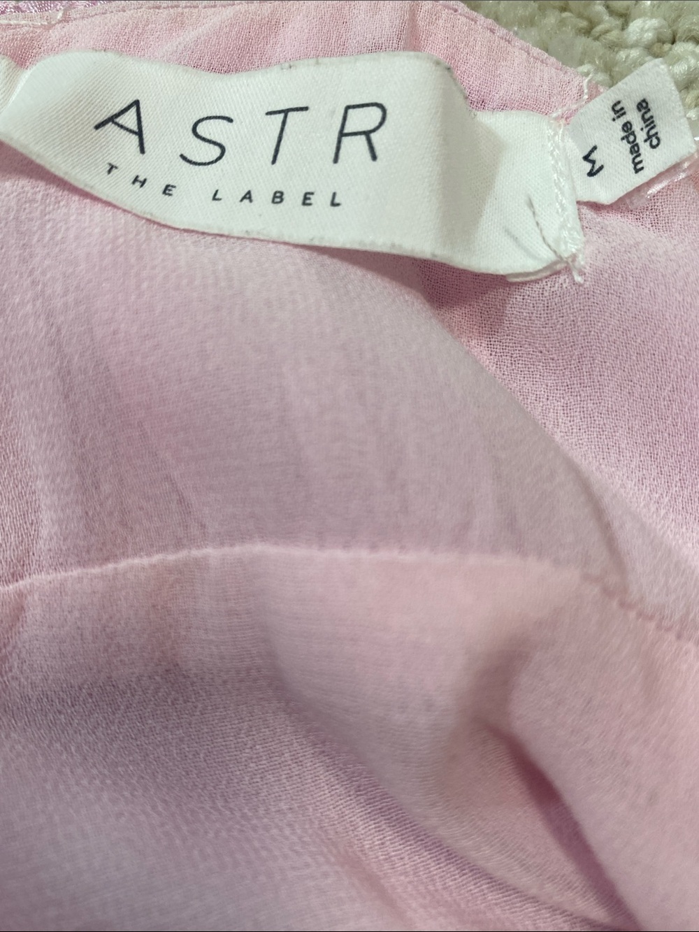 Astr Pink Tie-Shoulder Mini Dress with Ruched Bodice Size M 100% Viscose - Picture 9 of 16